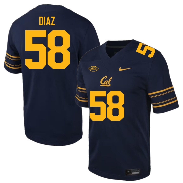 Men #58 Elijah Diaz California Golden Bears ACC Conference College Football Jerseys Stitched Sale-Na